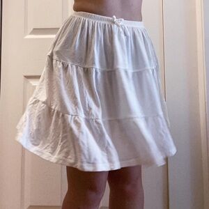 Zara White Tiered Elastic-Waist Skirt